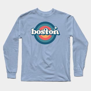 Vintage Boston Sunset Seal // Retro City Emblem for Boston, Mass Long Sleeve T-Shirt